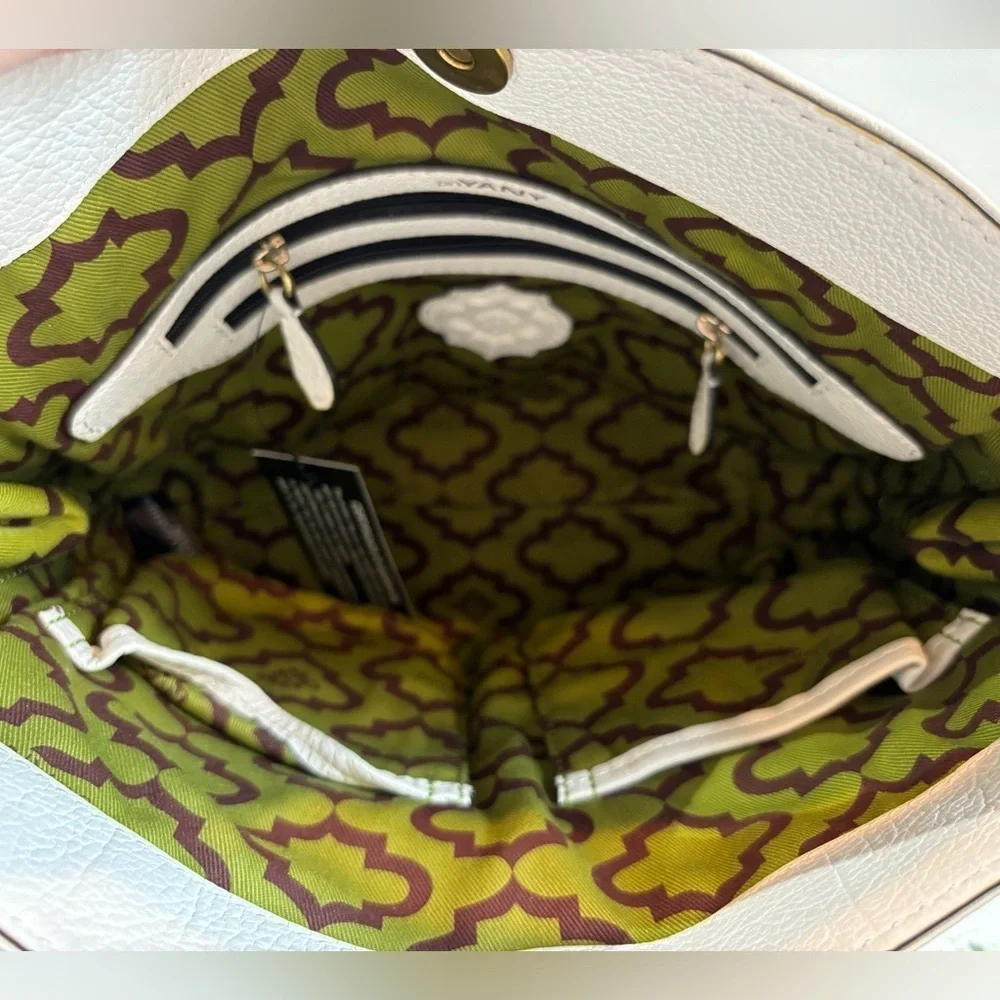 orYANY Small White Leather‎ Satchel Handbag with Zipper Sides